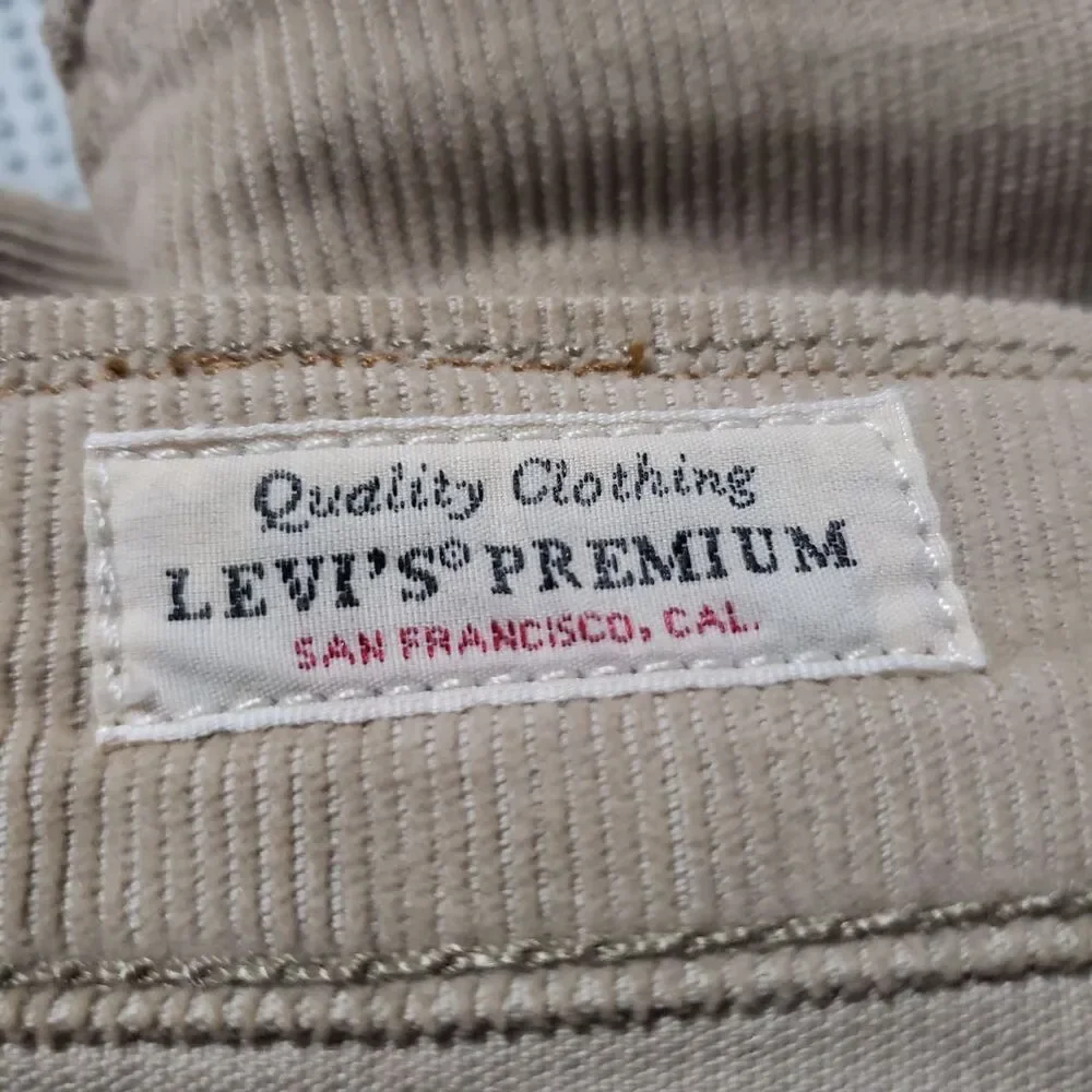 Levi's 511 Premium Corduroy Pants Mens W38 L32 Tan Khaki Slim Fit Stretch Cords